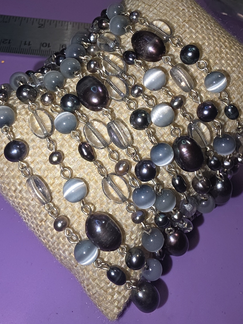 Kenneth Cole Multi-Strand Gray and Pearl-Link Bracelet